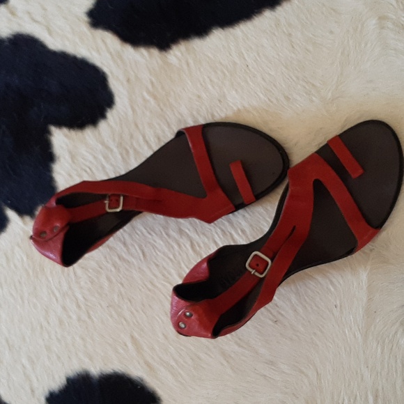 Gydwoq sandals red leather like new size 38 1/2. - Picture 1 of 4
